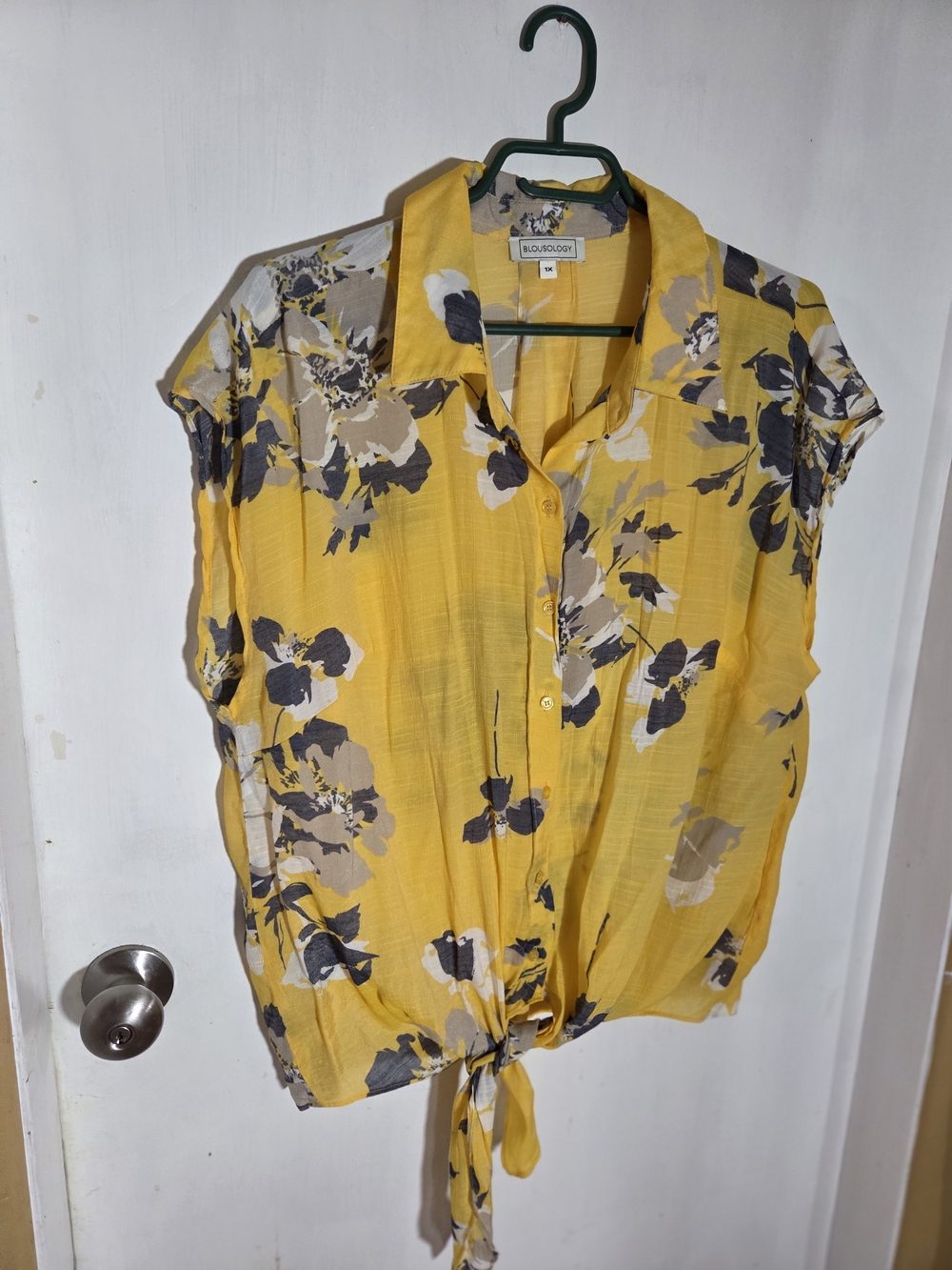 Yellow Floral Tie-Front Blouse by BLOUSON